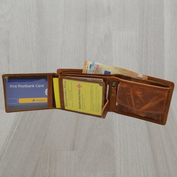 flevado Voll Leder Herren Ledergeldbörse RFID Schutz Hochwertig und Qualitativ Voll Leder Portemonnaie